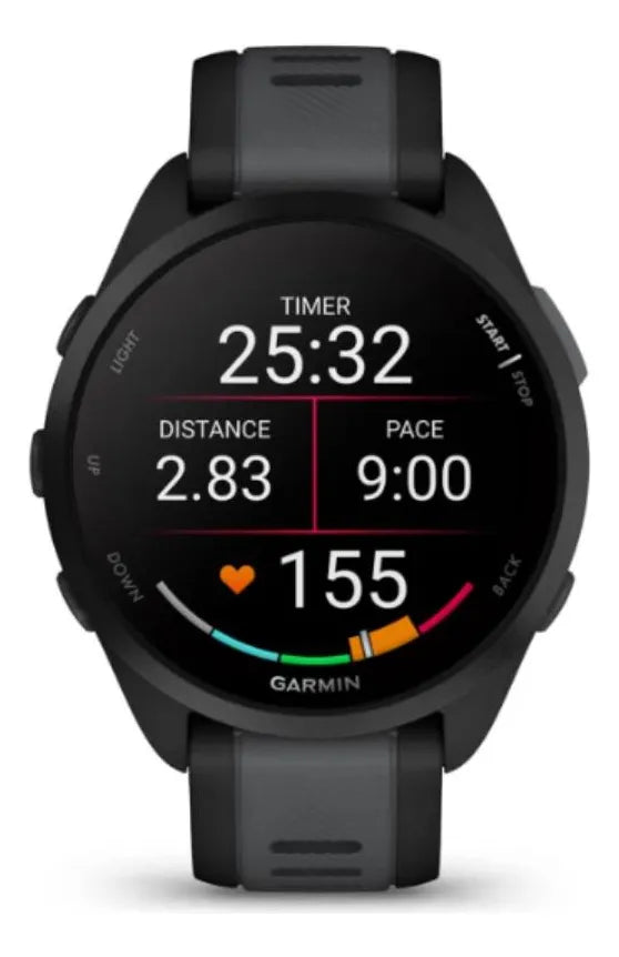 Smartwatch Relógio Garmin Forerunner 165 43mm Preto Mesh Cinza